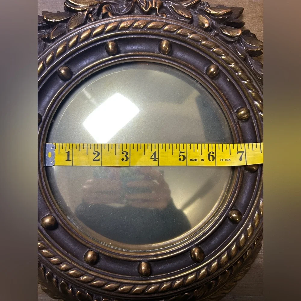 Antique Armor Bronze Federal American Eagle Bulls Eye Convex Mirror. 3.82 1bs